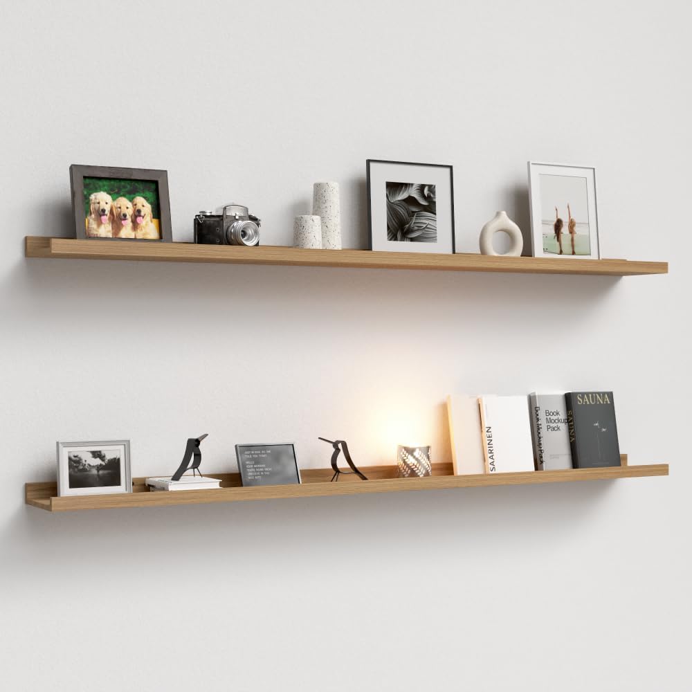 Boswillon Floating Shelves Wall Mounted Set of 2, Modern Black Wall Shelves for Storage with Lip, Display Picture Ledge Shelf for Wall Decor Bedroom Living Room Bathroom Kitchen
