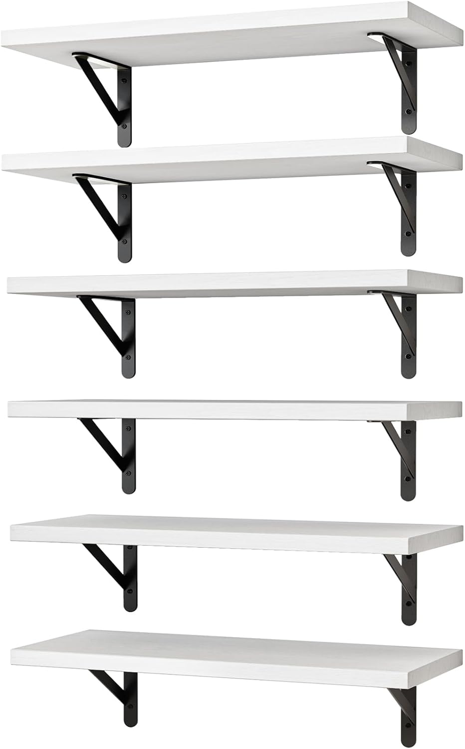 YGEOMER Brown Floating Shelves for Wall, 16.5 Inch Farmhouse Wall Shelves for Bedroom, Bathroom Storage, Living Room and Kitchen Decor (Set of 6 Brown)