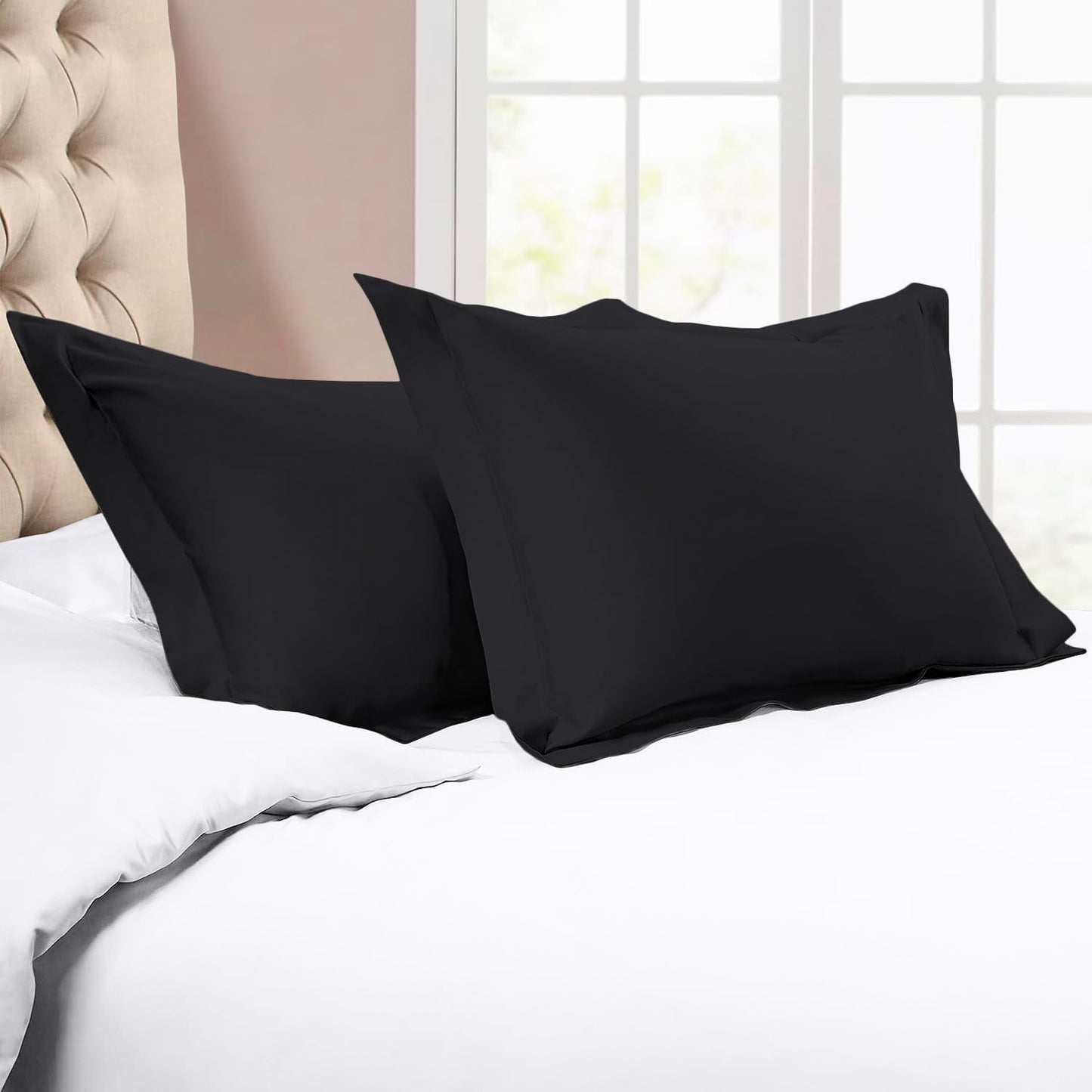 Euro Sham Covers 26x26 Set of 2 White 600 Thread Count 100% Egyptian Cotton Pack of 2 Euro 26x26 Pillow Covers Cushion Cover Cases Soft Skin Friendly European Size Decorative Square Pillow Shams