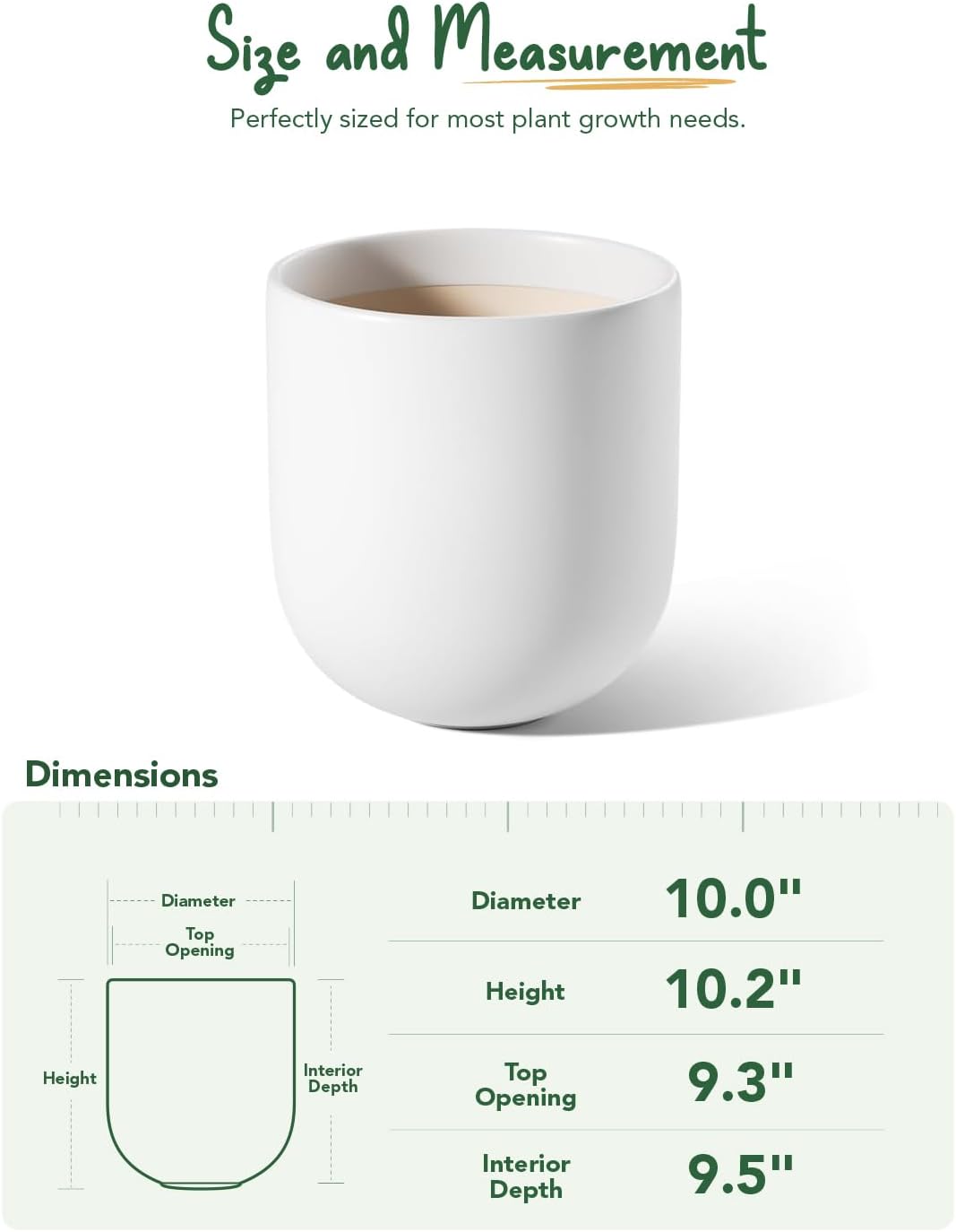 LE TAUCI 12 Inch Pots for Plants, Ceramic Large Planters for Indoor Plants, Indoor Plant Pots for Home Garden Patio Office, Planter Pots with Drainage Hole and Rubber Plug, Neutral Gray