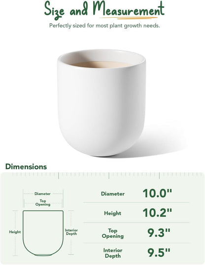 LE TAUCI 12 Inch Pots for Plants, Ceramic Large Planters for Indoor Plants, Indoor Plant Pots for Home Garden Patio Office, Planter Pots with Drainage Hole and Rubber Plug, Neutral Gray