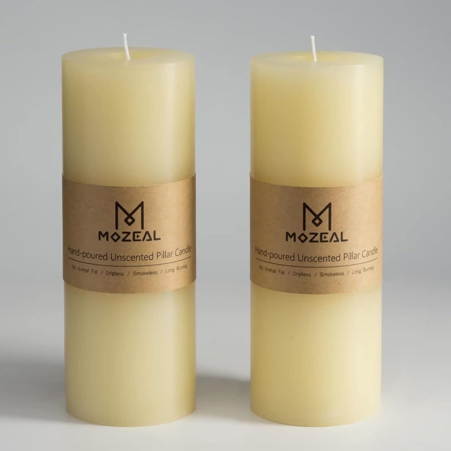 MOZEAL 3" x 4" Hand-Poured Unscented Candle,Dripless Pillar Candle Set of 3,Long Clean Burning,Approx 72 Hours Burn Time,Rustic Country Style,Wedding,Dinner,Christmas and Home Decor,White