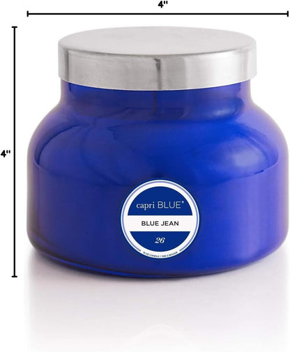 Capri Blue Scented Candles - Soy Candle Wax Blend - Jar Candles - Blue Candle Gifts for Women & Men - Luxury Candles for Home Scented with Citrus, White Musk & Patchouli - Blue Jean (19 oz)