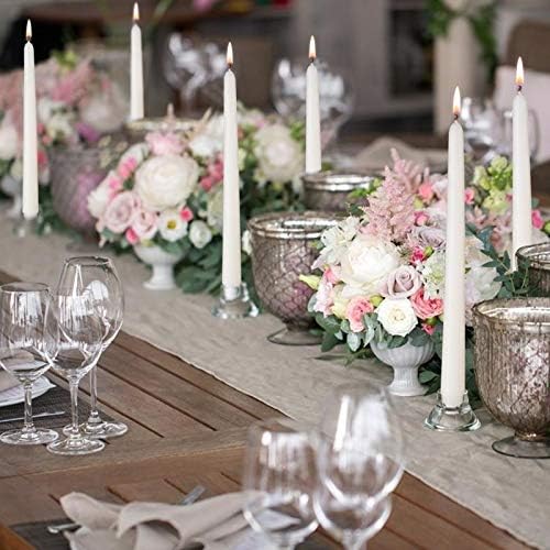 NIKY 10 inch Taper Candles for Christmas, Set of 12 Unscented Dripless Candlesticks - 8 Hours Long Burning for Home Decor, Wedding, Parties and Special Occasions (Ivory)