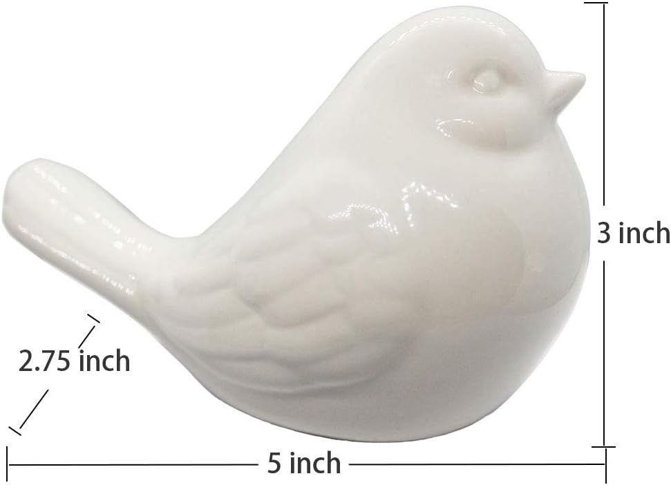 New White Modern Farmhouse Bird Figurine, Bird Statue Sculpture - Carved Rustic Distressed Animal Bird Ornaments - Home Decor Accents Collectible Bird Figurine | Spring
