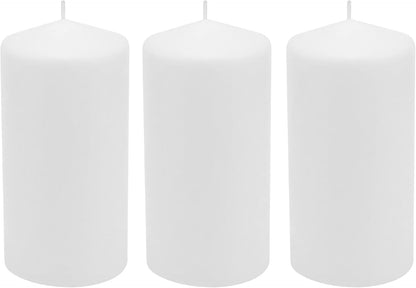 Stonebriar Unscented White Tall Pillar Candles, 65 Hour Burning Candle Pillars, Perfect for Decor, Weddings, Emergencies 3" X 6", 6 count