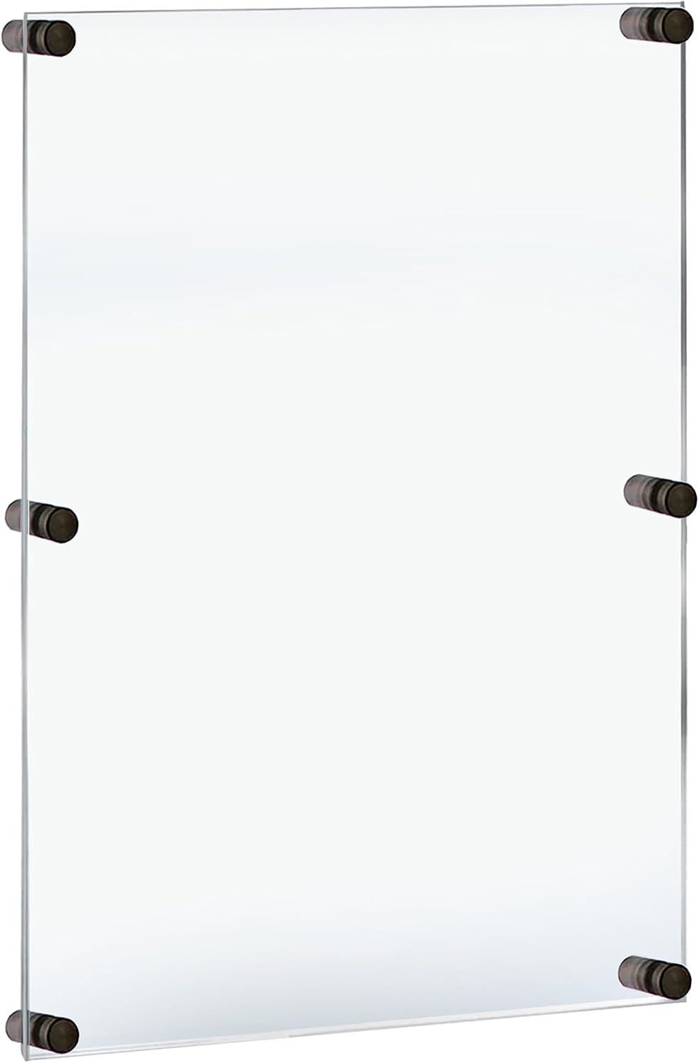 Azar Displays,105536, Floating Acrylic Wall Frame with Silver Hardware Stand Off Caps, Clear Hanging Photo Frame Display Mount with Frameless Border, Glass-Like Frame for Large Prints, 24" x 36"
