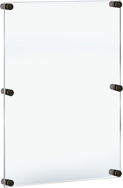 Azar Displays,105536, Floating Acrylic Wall Frame with Silver Hardware Stand Off Caps, Clear Hanging Photo Frame Display Mount with Frameless Border, Glass-Like Frame for Large Prints, 24" x 36"