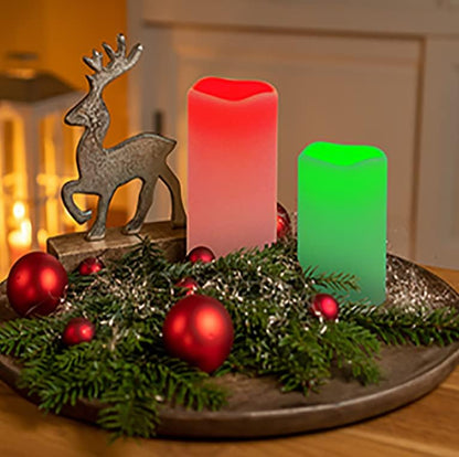 Enido Flameless Candles, Color Changing LED Candles(D: 3" x H: 4" 5" 6") Battery Operated Outdoor Waterpoof Candles Plastic Pack of 9 Flameless Pillar Candles