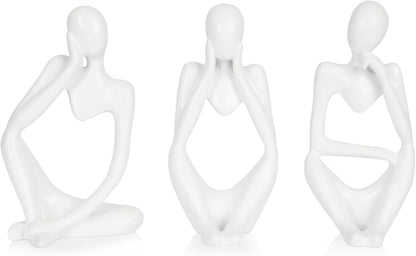 Sandstone Resin Thinker Style Abstract Sculpture Statue Collectible Figurines Home Office Bookshelf Desktop Decor(Small Sandstone,Left)