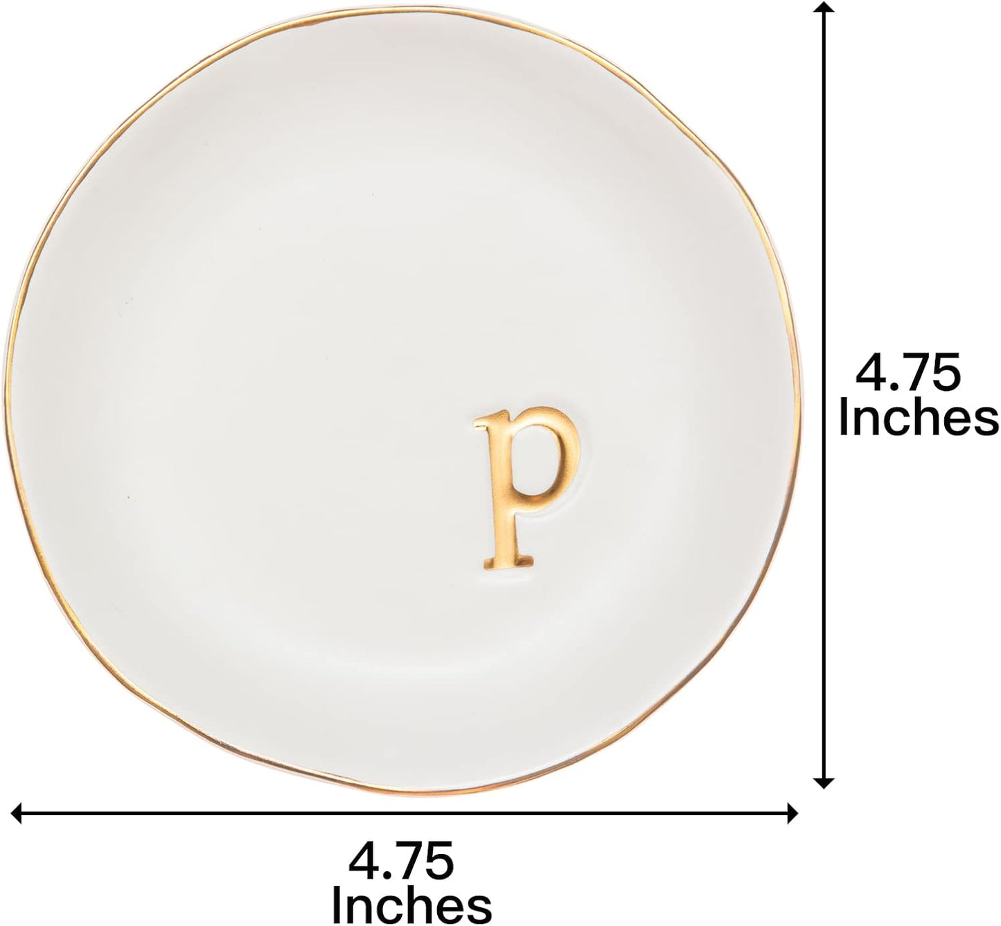 COLLECTIVE HOME - Ceramic Jewelry Tray, Decorative Trinket Dish for Rings Earrings Necklaces Bracelet Watch Keys, Birthday Mother's Day Christmas Gift for Women, 4.75", White Surface (M)