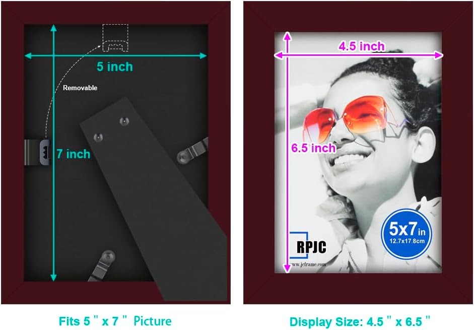 RPJC 5x7 Picture Frames Made of Solid Wood High Definition Glass for Table Top Display and Wall Mounting Photo Frame Black