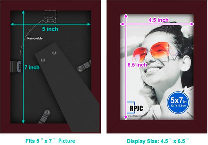 RPJC 5x7 Picture Frames Made of Solid Wood High Definition Glass for Table Top Display and Wall Mounting Photo Frame Black