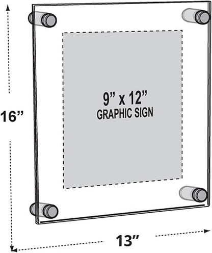 Azar Displays,105536, Floating Acrylic Wall Frame with Silver Hardware Stand Off Caps, Clear Hanging Photo Frame Display Mount with Frameless Border, Glass-Like Frame for Large Prints, 24" x 36"