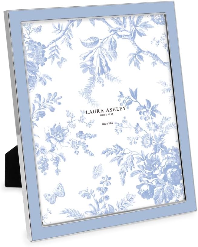 Laura Ashley 5x7 Navy Enamel Picture Frame, Gold Metal Edge with Easel, for Countertop, Counterspace, Tabletop Display, Bookshelf, Desk, Wall Décor, Photo Gallery (5x7, Navy W/Gold)