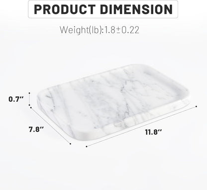 Marble Vanity Tray for Dresser Organizer, Travertine Bathroom Tray Countertop, Beige Decorative Serving Trays, Kitchen Sink Storage, Jewelry & Perfume Holder(Travertino Romano)