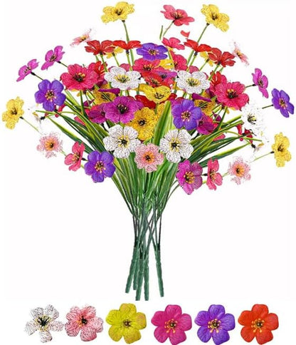 6Bundles Artificial Flowers for Indoor,No Fade Fake Plastic Flowers Faux Plants for Decoration Hanging Planters Garden Porch Window Box Home Wedding Farmhouse (Small Flower)