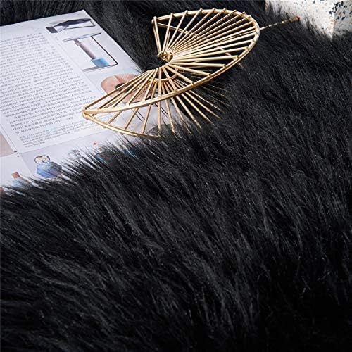 EasyJoy Ultra Soft Fluffy/Fuzzy Shaggy Area Rug Faux Fur Chair Cover Seat Pad for Bedroom Floor Sofa Living Room (2 x 6 ft Sheepskin, Beige)