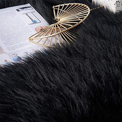 EasyJoy Ultra Soft Fluffy/Fuzzy Shaggy Area Rug Faux Fur Chair Cover Seat Pad for Bedroom Floor Sofa Living Room (2 x 6 ft Sheepskin, Beige)