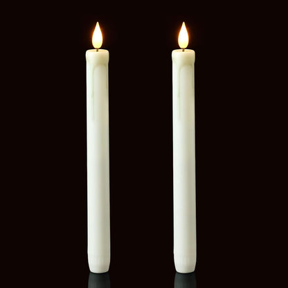 Homemory 2/3/6 Pack Flameless Taper Candles, No Remote, Realistic Flickering Battery Operated Candlesticks, Ivory LED Plastic Candle Safe for Weddings, Table Decor, Christmas, and Halloween(Set of 2)