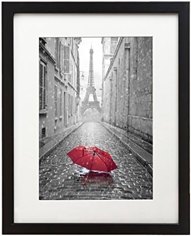 Americanflat 8x10 Picture Frame with Shatter-Resistant Glass - Use as 5x7 Frame with Mat or Display 8x10 Photo Without Mat - Signature Collection - Picture Frames for Tabletop and Wall Display - Black