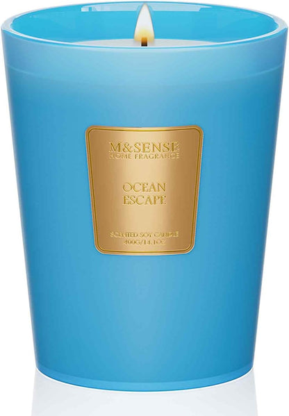 M&SENSE Jasmine Candles Highly Scented 3 Wick 35oz 150 Hours Burn Extra Large Jar Candles for Women, Natural Soy Wax Aromatherapy Candle for Stress Relief, Meditation, Yoga, Spa - Colors A