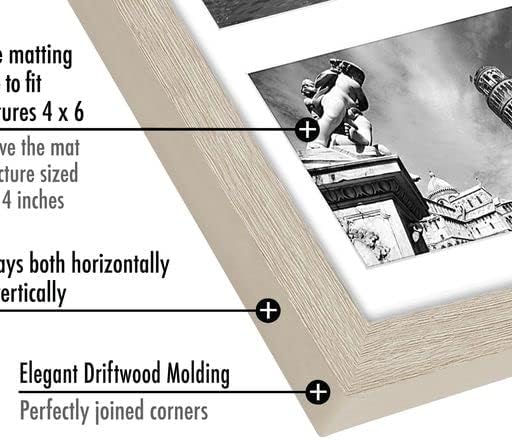 Americanflat 4x6 Collage Picture Frame with Shatter-Resistant Glass - Fits Five 4x6 Photos or Use as One 11x14 Picture Frame - Signature Collection - Collage Frames for Wall Display - Black