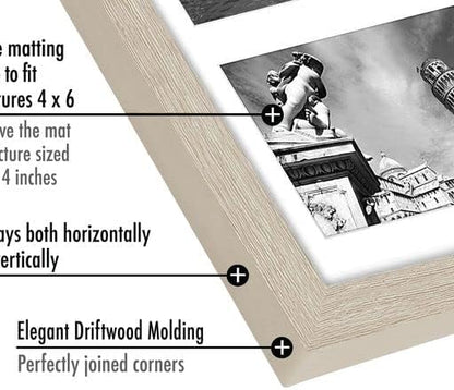 Americanflat 4x6 Collage Picture Frame with Shatter-Resistant Glass - Fits Five 4x6 Photos or Use as One 11x14 Picture Frame - Signature Collection - Collage Frames for Wall Display - Black