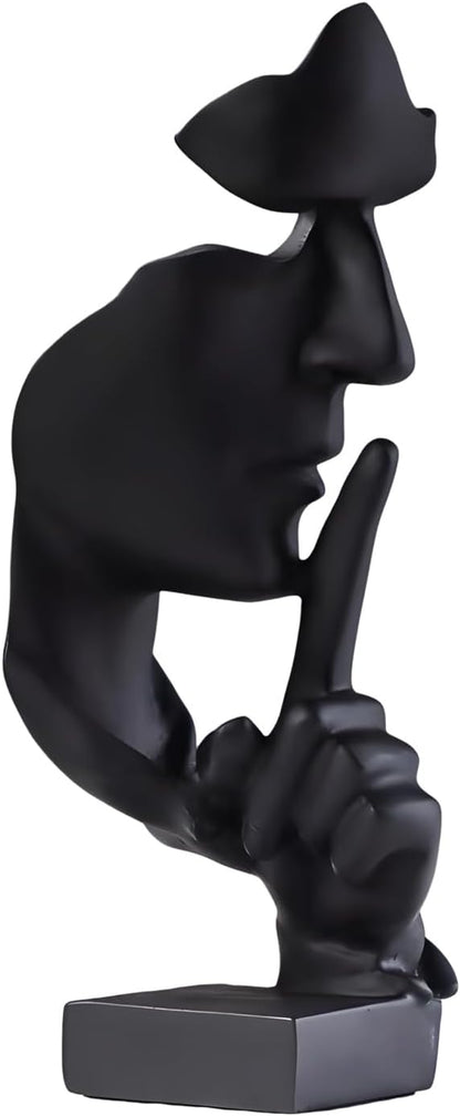 aboxoo Thinker Statue, Silence is Gold Abstract Art Figurine,Modern Home Resin Sculptures Decorative Objects,Table Top Decor for Livingroom Home Decor,Office Study Sculpture,Shh mask Statue(Gold)