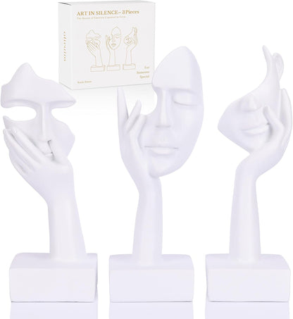 3 Pcs Thinker Small Statue Set - Black Gold Home Decor Abstract Art Figurines for Shelves, Living Room Coffee Table, Office Desktop (3 Pcs Gold, 6")