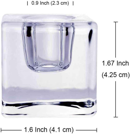 Square Glass Candle Holder Set of 2, Clear Taper Candlestick Holders, Ideal Gift for Dining Table, Wedding, Christmas and Party.…