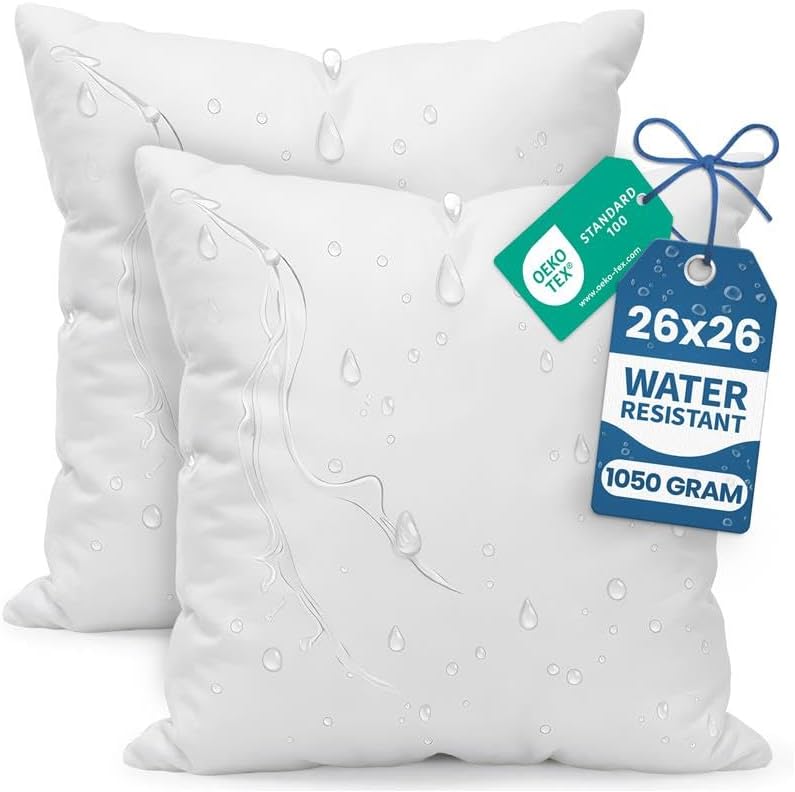 Utopia Bedding Outdoor Pillow Inserts 18 x 18 Inches (Pack of 4, White), Water Resistant Garden Throw Pillows for Patio and Porch Furniture