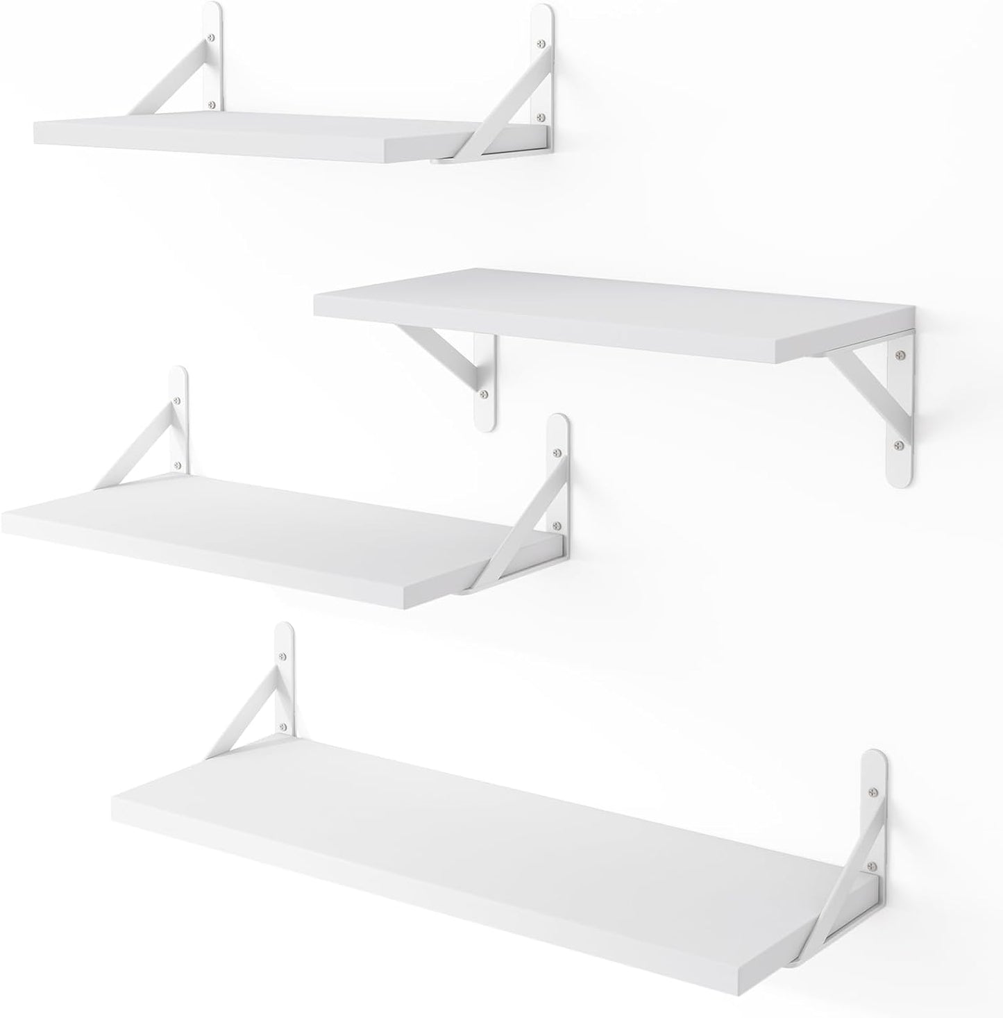 YGEOMER Floating Shelves for Wall, Different Sizes Dark Carbonized Brown Wall Shelves for Living Room, Bathroom, Bedroom, Kitchen, Home Decor (Set of 4)