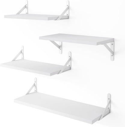 YGEOMER Floating Shelves for Wall, Different Sizes Dark Carbonized Brown Wall Shelves for Living Room, Bathroom, Bedroom, Kitchen, Home Decor (Set of 4)