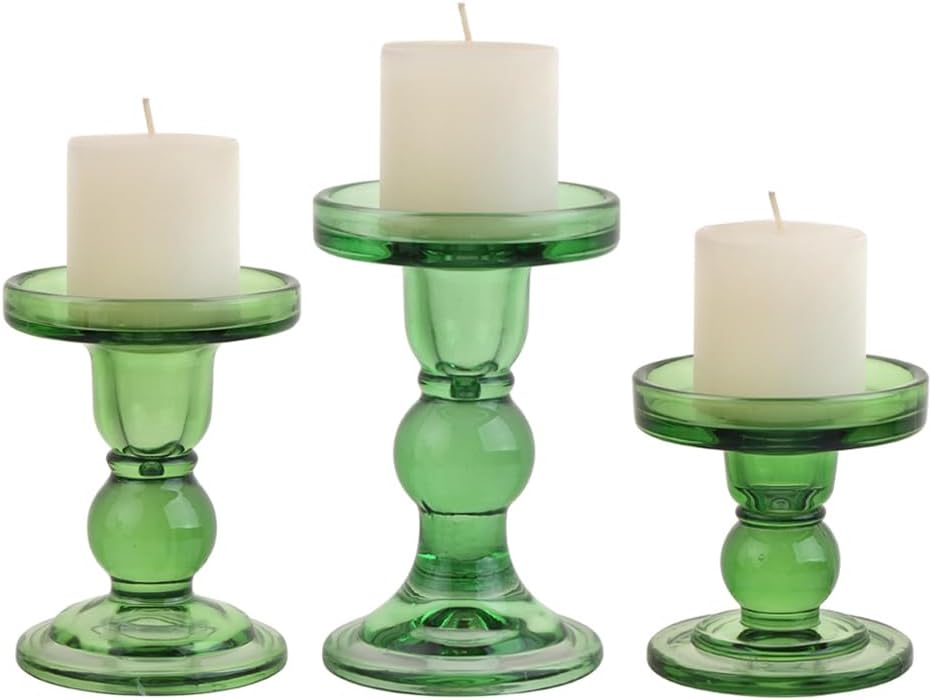 6-Piece Set of Glass Candlestick, Crystal Candlestick Holder Holder and Conical Candle, Christmas Candle Holder Decoration, Family Living Room Wedding Candle Holder (Clear 2sets)