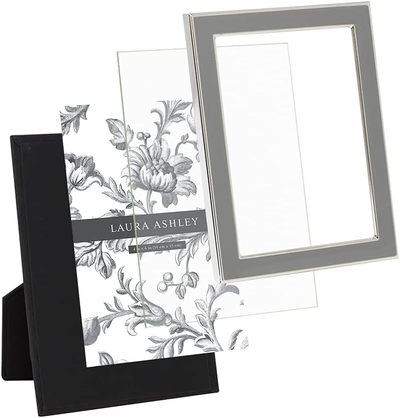 Laura Ashley 5x7 Navy Enamel Picture Frame, Gold Metal Edge with Easel, for Countertop, Counterspace, Tabletop Display, Bookshelf, Desk, Wall Décor, Photo Gallery (5x7, Navy W/Gold)