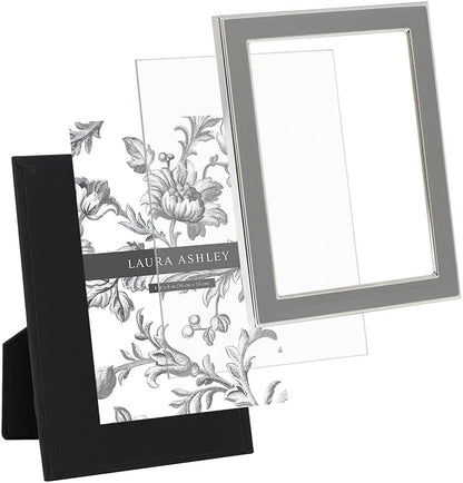 Laura Ashley 5x7 Navy Enamel Picture Frame, Gold Metal Edge with Easel, for Countertop, Counterspace, Tabletop Display, Bookshelf, Desk, Wall Décor, Photo Gallery (5x7, Navy W/Gold)