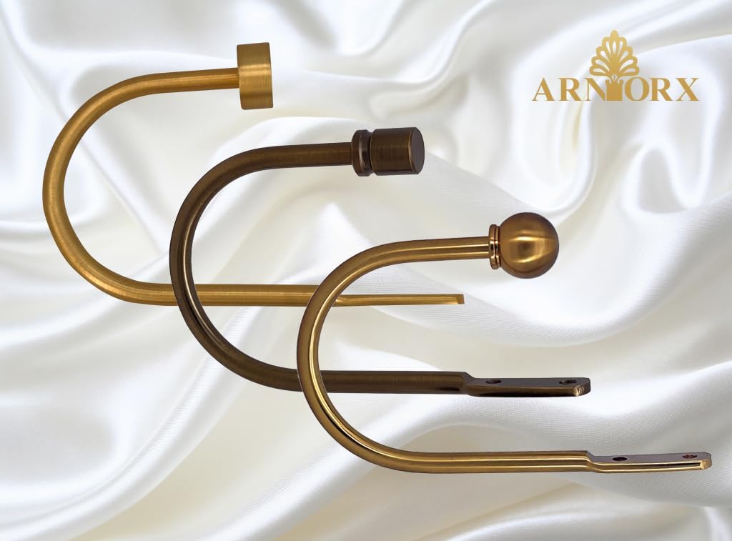 Quality Curtain Holdbacks, Solid Steel Curtain Holdback with Disk Finial,Electroplate Finishes, Set of 2 Window Curtain Tieback Hooks, Warm Gold