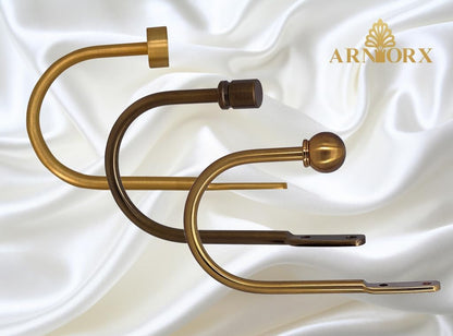 Quality Curtain Holdbacks, Solid Steel Curtain Holdback with Disk Finial,Electroplate Finishes, Set of 2 Window Curtain Tieback Hooks, Warm Gold