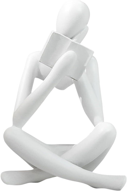 Jinkoozz Reading Women Statue, Thinker Sculptures, Abstract Art Ornament, Modern Aesthetic Figurine Decoration, Suitable for Home Living Room Bedroom Office Shelf Table Desk Bookshelf Decor