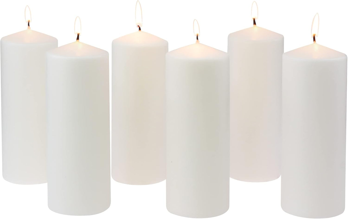 Stonebriar Unscented White Tall Pillar Candles, 65 Hour Burning Candle Pillars, Perfect for Decor, Weddings, Emergencies 3" X 6", 6 count