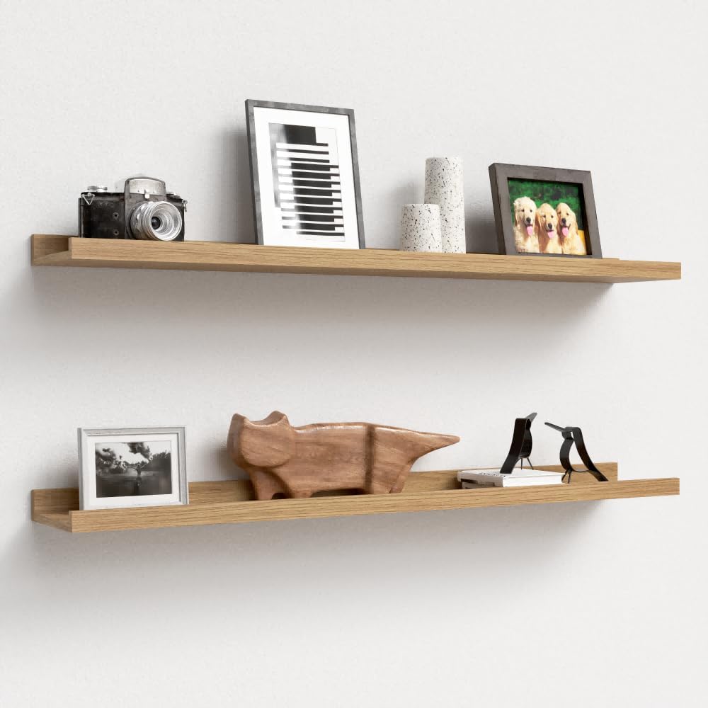 Boswillon Floating Shelves Wall Mounted Set of 2, Modern Black Wall Shelves for Storage with Lip, Display Picture Ledge Shelf for Wall Decor Bedroom Living Room Bathroom Kitchen