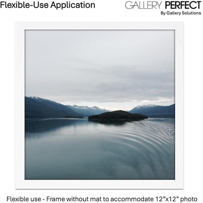 Gallery Perfect 12x12 Picture Frames, 9 Piece Set with Real Glass Cover for 8x8 Photos With Mat, Picture Frames Collage Wall Decor for Gallery Wall, Home Decor, Black
