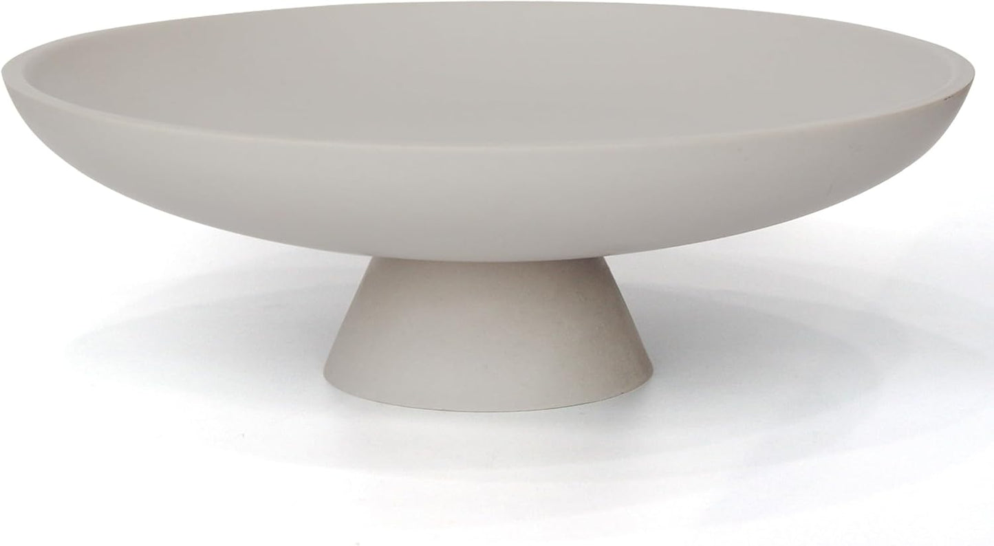 YMXYJM Modern Resin Pedestal Decorative Bowl, Large Fruit Bowl for Kitchen Counter, Stylish Key Bowl for Entryway Table, Beige
