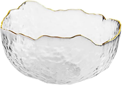 Glass Salad Bowl Irregular Lotus Flower Shape Serving Bowls, Mixing Nut Bowls for Kitchen Fruist, Snack, Dessert, and Ice Cream Candy Dishes (Crystal Gradient Pink, 6.5")