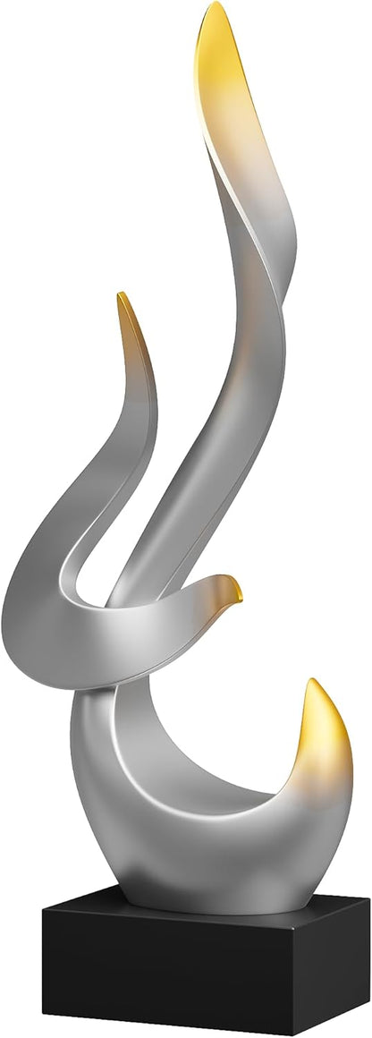 Black Fire Flame Sculpture, Modern Abstract Resin Statue, Art Statue Home Decor for Living Room TV Stand Coffee Table Shelf Accents Decor.