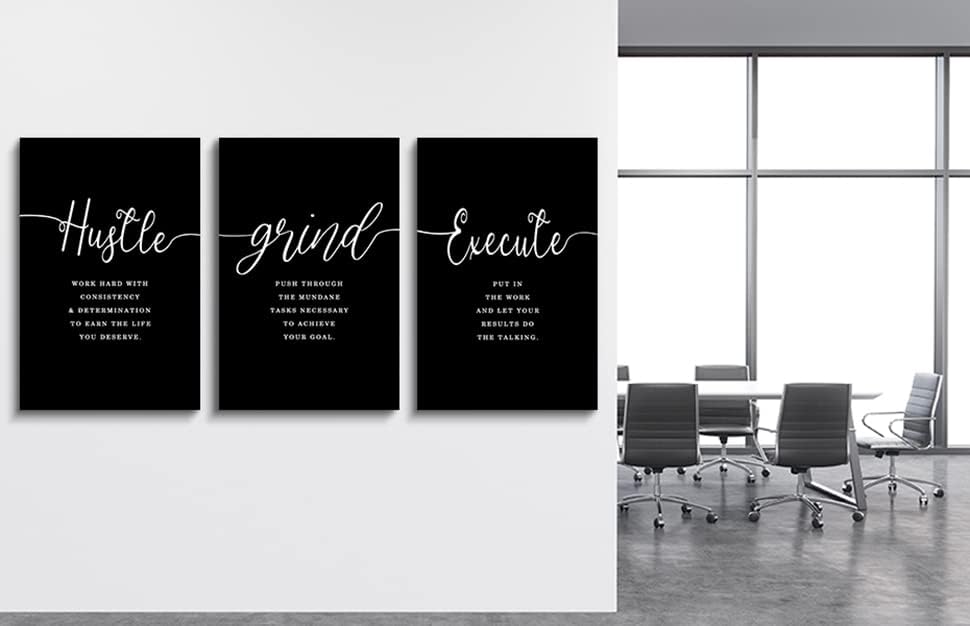 Inspirational Canvas Painting Wall Art -EPHANY ART,Mindset Quotes Prints, Success Framed Entrepreneur Poster Positive Quotes Wall Poster for Home Office Workplace (M-3pcs,12x16inchx3pcs)