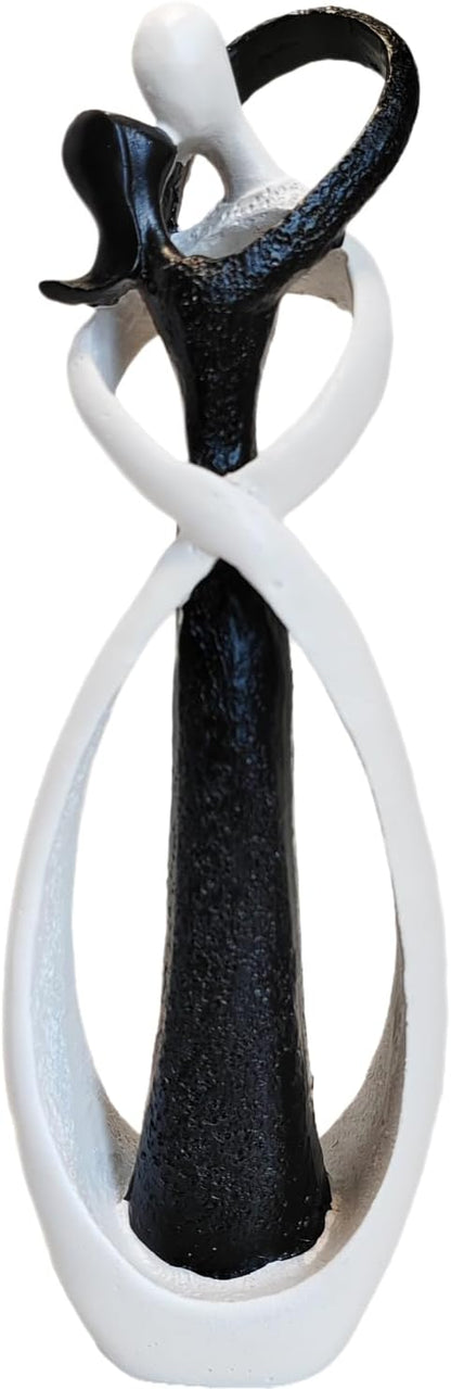 Couple Statue for Home Decor,Hugging Couple Figurines,Valentines Decor,Modern Romantic Sculptures for Living Room Bedroom Office(White+Black)
