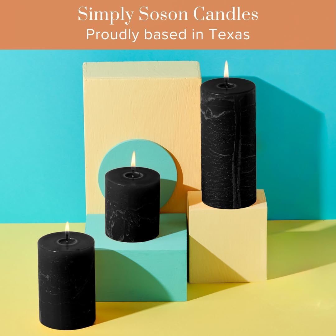Simply Soson 3x6 inch Ivory Pillar Candles Set of 3, Rustic Texture, Unscented Ivory Candles, Dripless Candles, 3 inch Pillar Candles Ideal as Wedding, Parties, Spas, Dinner, Home Decoration, Church
