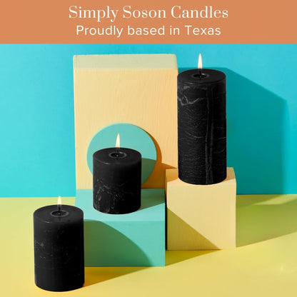 Simply Soson 3x6 inch Ivory Pillar Candles Set of 3, Rustic Texture, Unscented Ivory Candles, Dripless Candles, 3 inch Pillar Candles Ideal as Wedding, Parties, Spas, Dinner, Home Decoration, Church